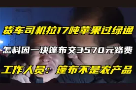 货车司机拉17吨苹果过绿通，怎料因一块篷布交3570元路费视频封面