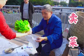 75岁老父亲摆摊卖菜，现摘现卖的新鲜蔬菜，便宜实惠大受欢迎