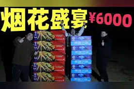 花6000元买10箱大型烟花，摆成一排统一点燃后，天空瞬间都亮了！视频封面