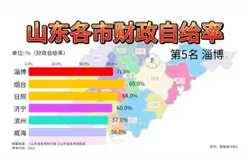 山东各市财政自给率排名，济南领跑全省，德州垫底，淄博杀入5强视频封面