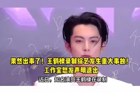 王鹤棣录制综艺发生事故！工作室发声明退