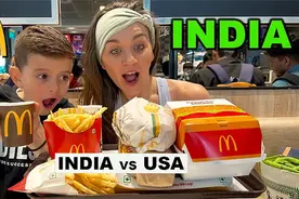 金发美女带着英俊小伙在印度品尝麦当劳，直呼大不一样！视频封面