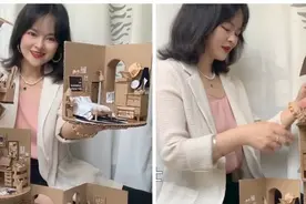 广西一位宝妈用纸箱为儿子做别墅，小巧精致，网友：想住进去图片