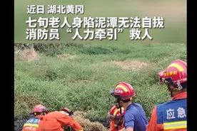 湖北黄冈一七旬老人深陷泥潭无法自拔，消防员“人力牵引”救人图片