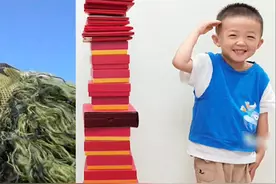 军娃同框爸爸军功章，“怎么比我还高呀！”图片