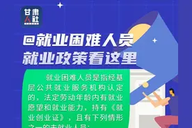 人社民生“甘快答”：@就业困难人员，就业政策看这里→图片