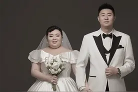 204斤大萌与老公拍婚纱照！连换三套衣服仍显壮硕，男方高大帅气图片