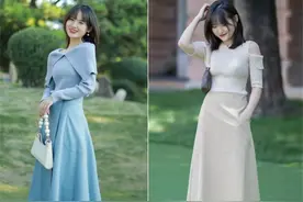 155-160cm的矮个女生，半身裙按照这个“长度”来，想不显高都难图片