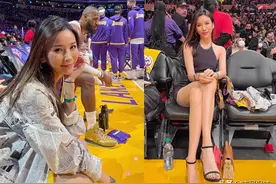 亚裔美女现身NBA，同框球星太显眼，还与卡戴珊姐妹合影图片