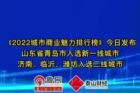 《2022城市商业魅力排行榜》今日发布 山东省青岛市入选新一线城市，济南、临沂、潍坊入选二线城市图片
