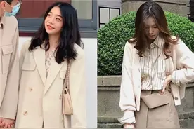 果然，秋天还是穿“杏色”最洋气，既衬肤又显白，尤其适合黑黄皮图片