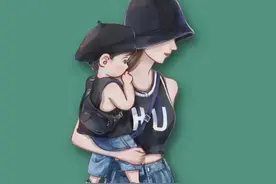 手绘‖母子头像图片