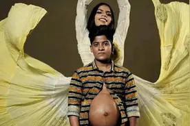 印度跨性别夫妻孕照引起轰动：为生孩子，男方终止变性，怀上了孕图片