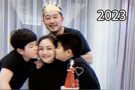 胡可儿童节晒全家福，安吉被赞变瘦了，兄弟俩颜值差距越来越大图片