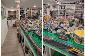 一位“乐高爱好者”的地下室，模型街景一应俱全，网友：大户人家图片