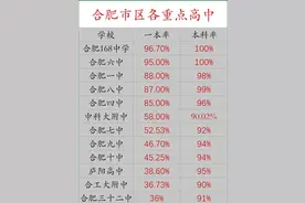 合肥市区各重点高中排名榜——一本达线率以及本科达线率图片