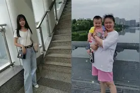 97年宝妈晒生娃前后对比照，从怀孕到生产，2年时间“胖若两人”图片