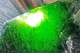 与翡翠共生的水沫子，形似帝王绿，但价值不过几百块图片