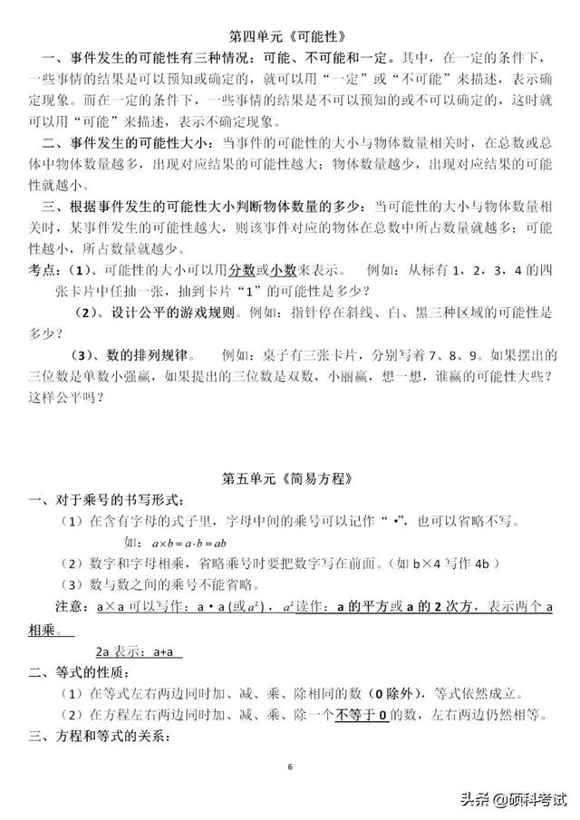 人教版五年级数学上册：全册1~7单元知识点梳理