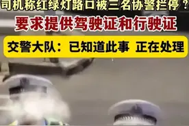 3名协警开警车拦停大货车，不曾想遇到个懂行的！结局让人舒适！图片