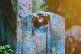 63岁杨丽萍穿纱裙森林跳舞！徒手摸大象胆子太大，超长手指甲抢镜图片