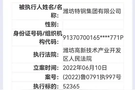 曾161次被法院公开通报 潍坊特钢集团有限公司今又被点名图片
