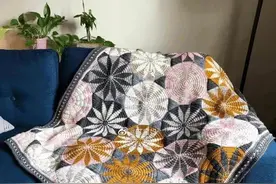 厚实保暖的钩针拼花盖毯编织图解 ​​​图片