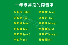 一年级常见的同音字，一年级同音字解析，一年级同音字组词图片