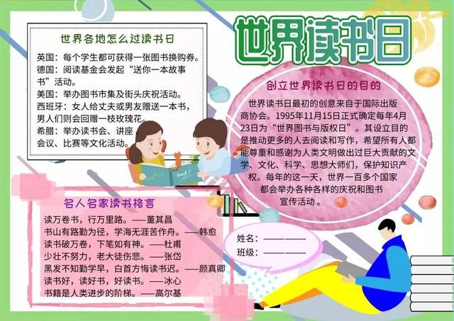 手抄报（读书类文字版）