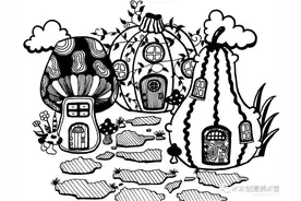 超级简单的儿童线描装饰画16种，黑白对比很强，效果惊艳！图片