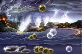 地球上第一个生命的出现，跟一种化石物有关，复杂的化学反应形成图片