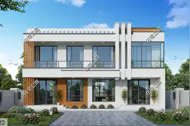 不一样的“双拼”设计，14×10米现代二层别墅，和而不扰隔而不断图片