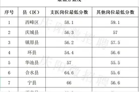 庆阳市2023年三支一扶各县区进入资格初审最低分数线汇总图片