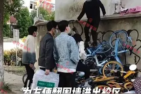 武汉一高校墙外现“共享过墙梯”，多名女生轻松翻越，引发争议图片