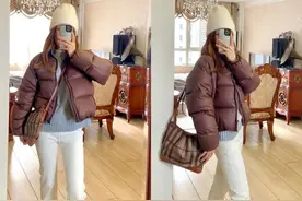 今冬不流行黑灰色了，学会搭配咖啡色，洋气又高级图片