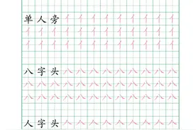 小学生64个偏旁部首练习字帖练字图片