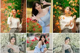 中年姐姐与春天风景合影，牢记这些摄影技巧，照片简约大方有气质图片