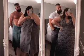 加拿大胖女孩和猛男老公拍了个换装视频，结果却被各种嘲笑挖墙脚图片