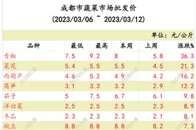四川地区蔬菜批发市场行情周报图片