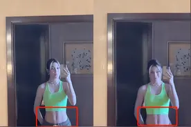 谷爱凌穿运动内衣大秀身材！露腹肌炫完美曲线，自拍被人看太害羞图片