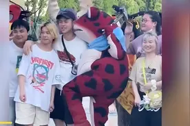 武汉：欢乐谷癞蛤蟆玩偶妖娆舞姿引追捧，网友：好羡慕他放飞自我图片