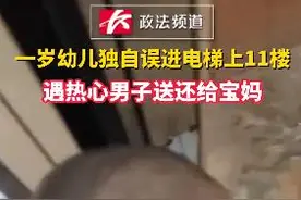 一岁幼儿独自进电梯上11楼，热心男子带至1楼送还宝妈图片