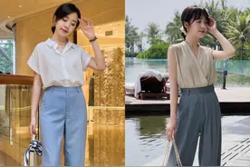 今年大火的“中缝裤”这样穿，知性高级又很得体，关键很显瘦图片