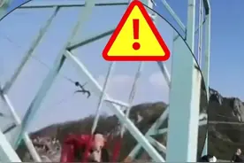 宁波一景区悬崖秋千牵引绳断裂!游客腿部受伤严重，视频不敢看!图片