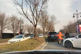 元旦假期第二天下午，郑州杉杉奥特莱斯购物广场车位难求图片