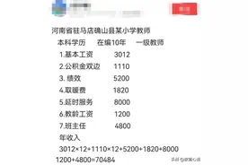 河南一小学老师工资明细曝光，很真实，很多网友却表示不信图片