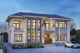 16×9米二层欧式别墅，挑空客厅+柴火灶，时尚、舒适又实用图片