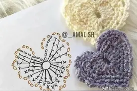 9款小巧的爱心钩针编织图解，大小不一的爱心花样，初学者必备图片