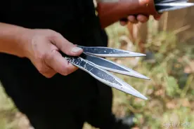 飞刀旋飞出去，大脑是如何算好了距离，让刀尖正好插在靶子上的？图片