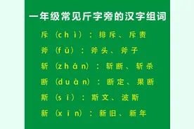 一年级偏旁部首斤字旁，一年级斤字旁的汉字，斤字旁考试知识点图片